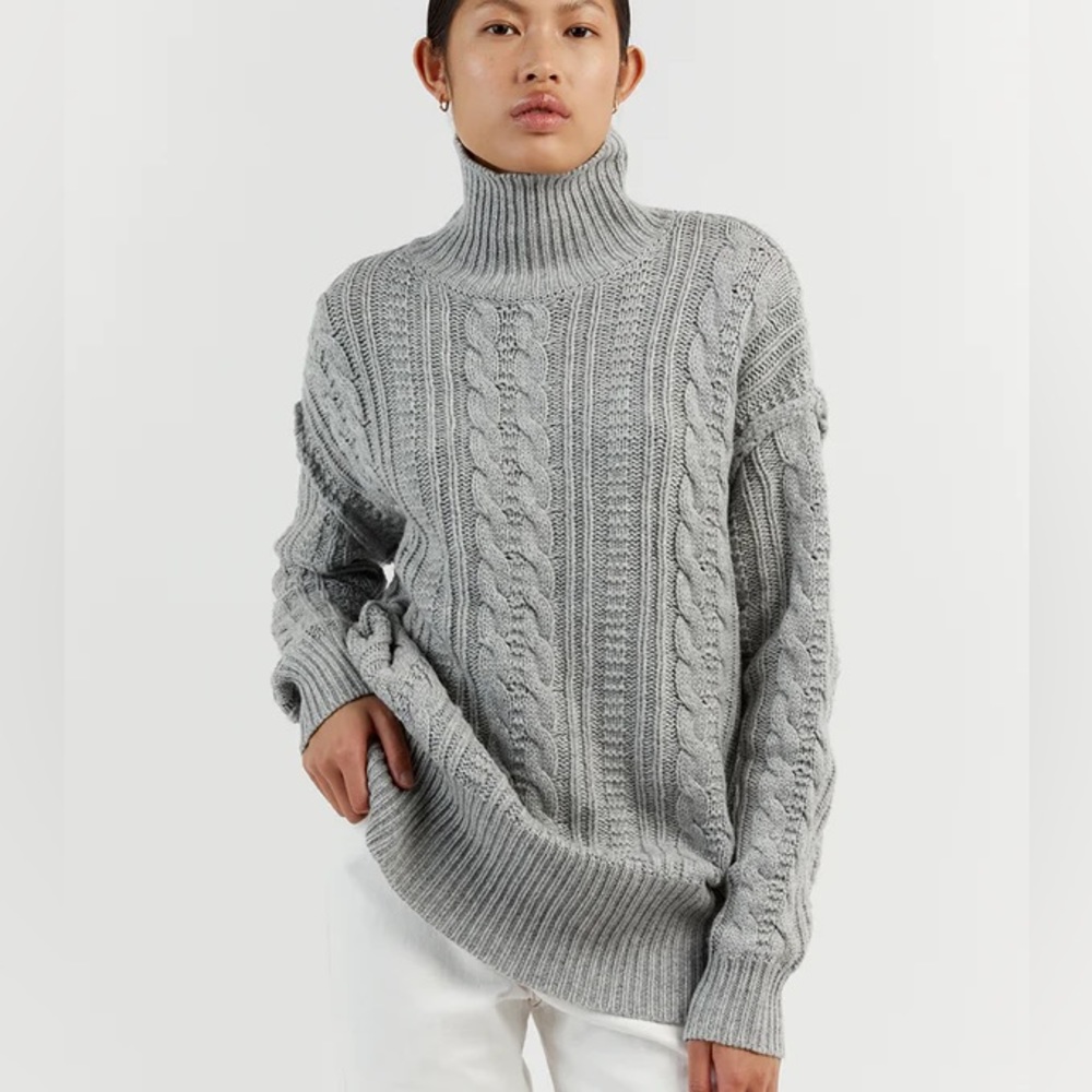 DISSH MARA GREY MARLE CABLE KNIT JUMPER - L / GREY